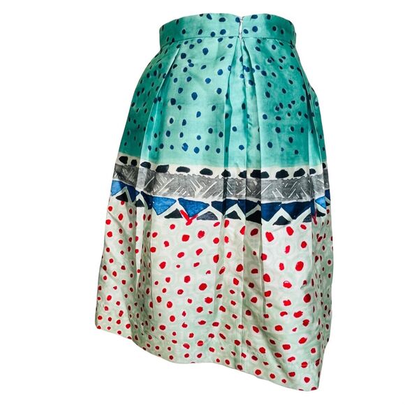 To La Roo Satin Green Cream Pleated Polka Dot Skirt Size 18 Plus - Picture 3 of 9
